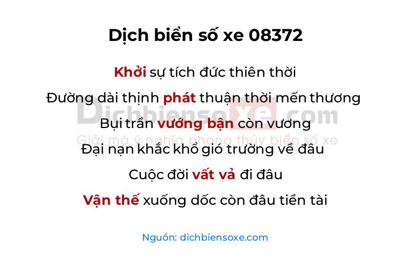 Dịch thơ biển số 08372