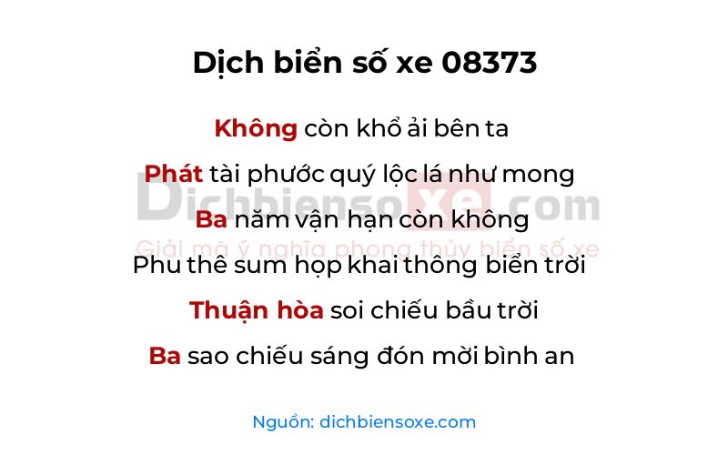 Dịch thơ biển số 08373