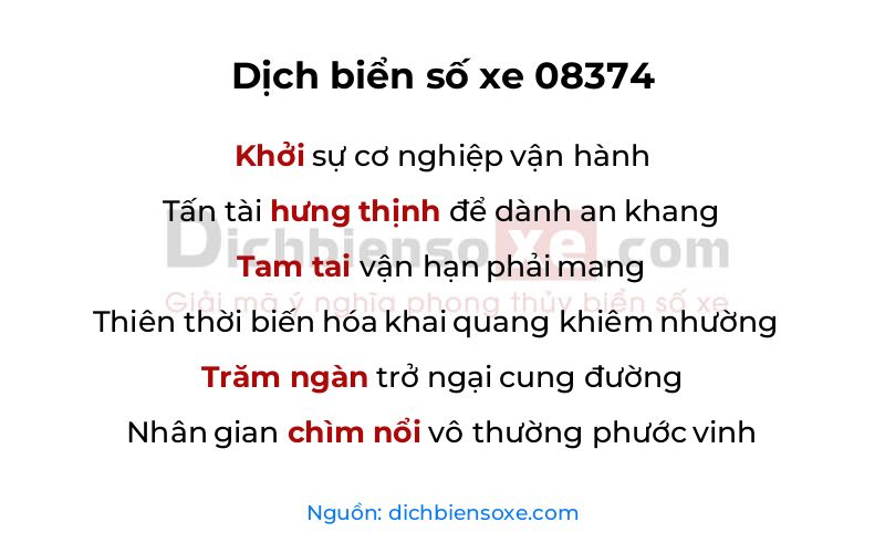 Dịch thơ biển số 08374