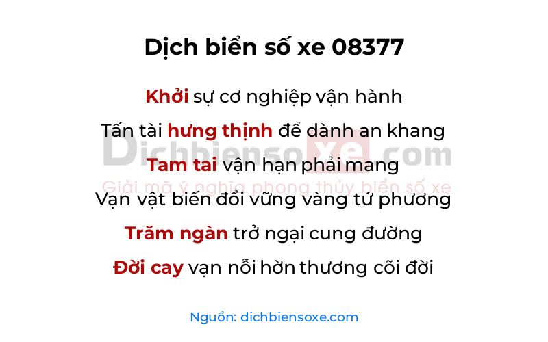 Dịch thơ biển số 08377