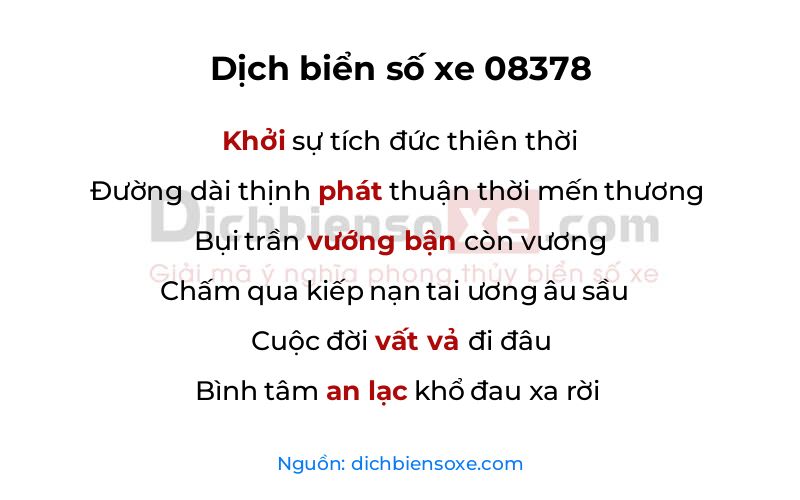 Dịch thơ biển số 08378