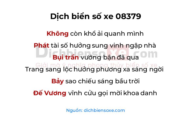 Dịch thơ biển số 08379
