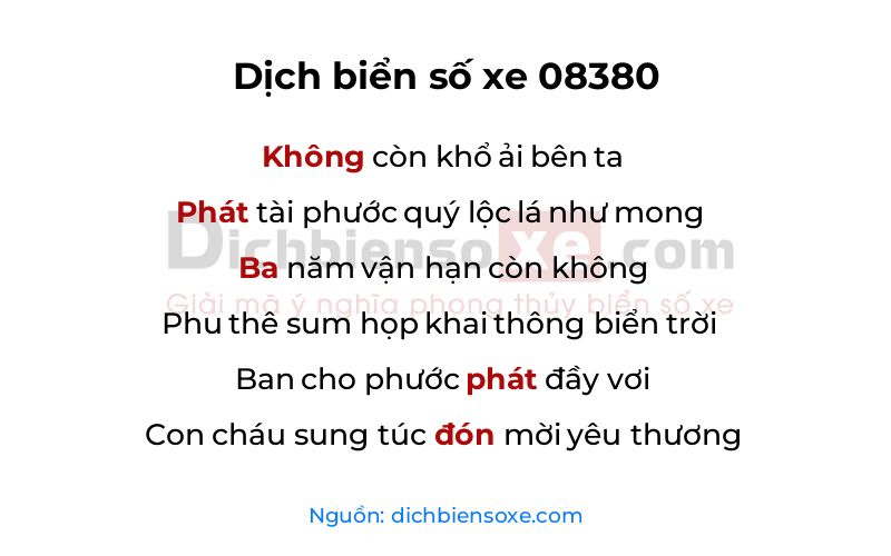 Dịch thơ biển số 08380