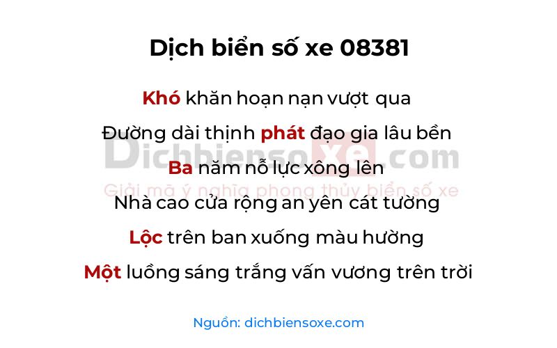 Dịch thơ biển số 08381