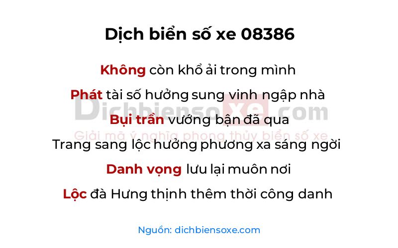 Dịch thơ biển số 08386