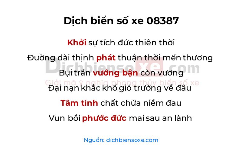 Dịch thơ biển số 08387