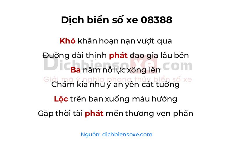 Dịch thơ biển số 08388