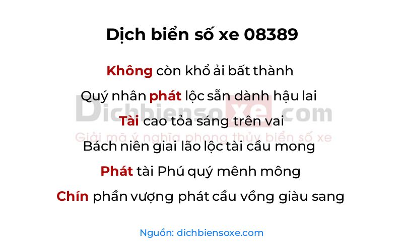 Dịch thơ biển số 08389
