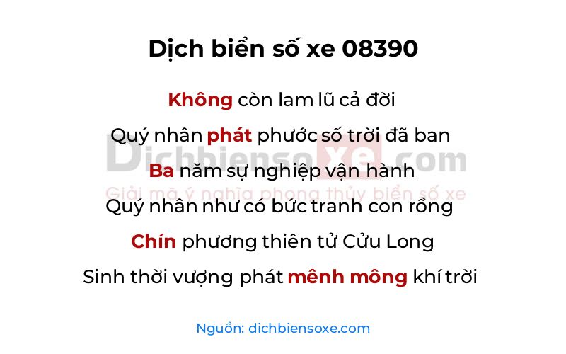 Dịch thơ biển số 08390