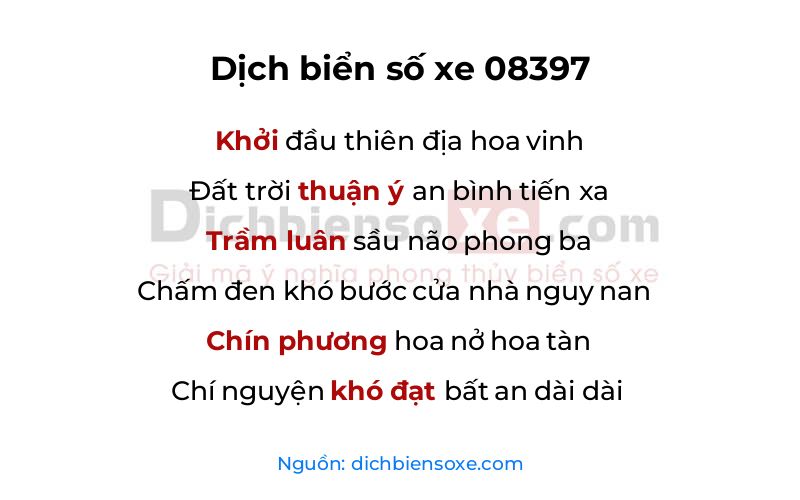 Dịch thơ biển số 08397
