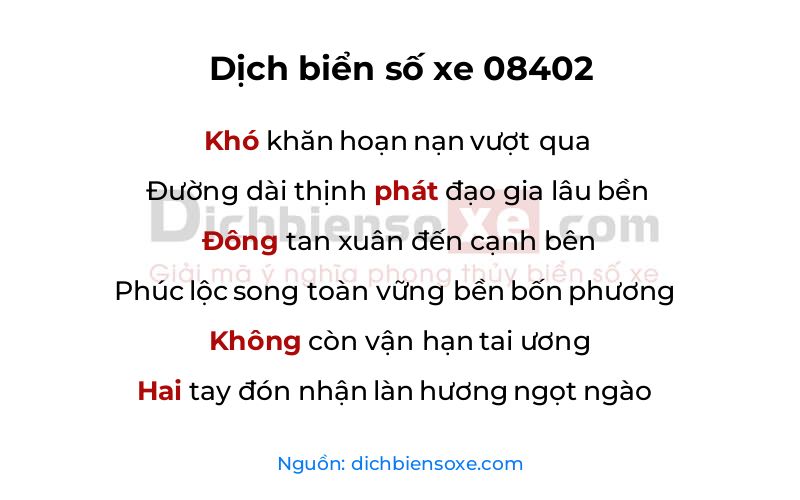 Dịch thơ biển số 08402