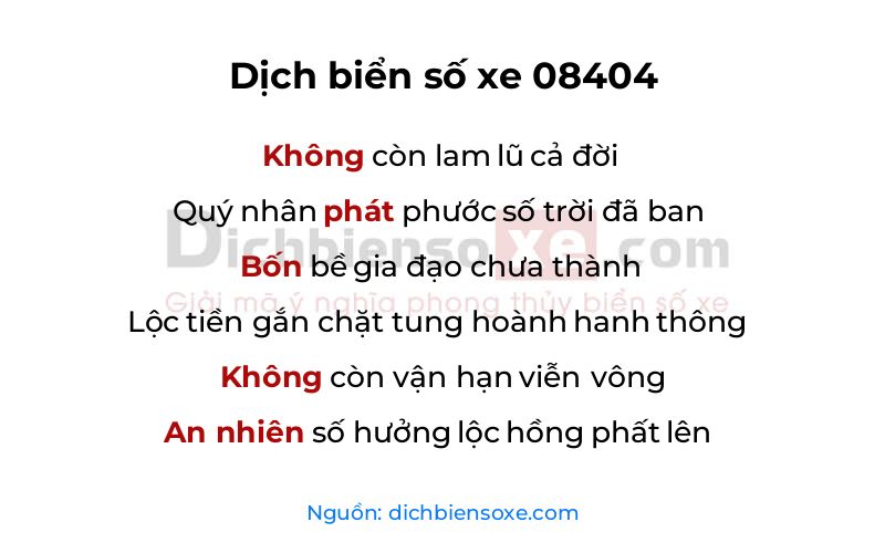 Dịch thơ biển số 08404