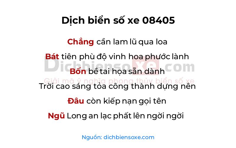 Dịch thơ biển số 08405