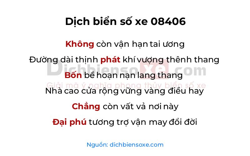 Dịch thơ biển số 08406