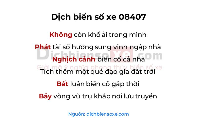 Dịch thơ biển số 08407