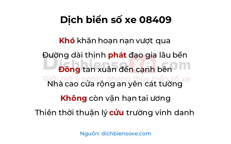Dịch thơ biển số 08409
