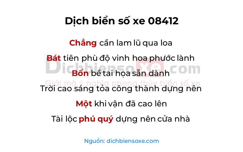Dịch thơ biển số 08412