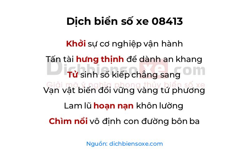 Dịch thơ biển số 08413