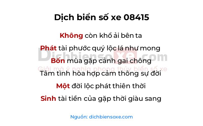 Dịch thơ biển số 08415