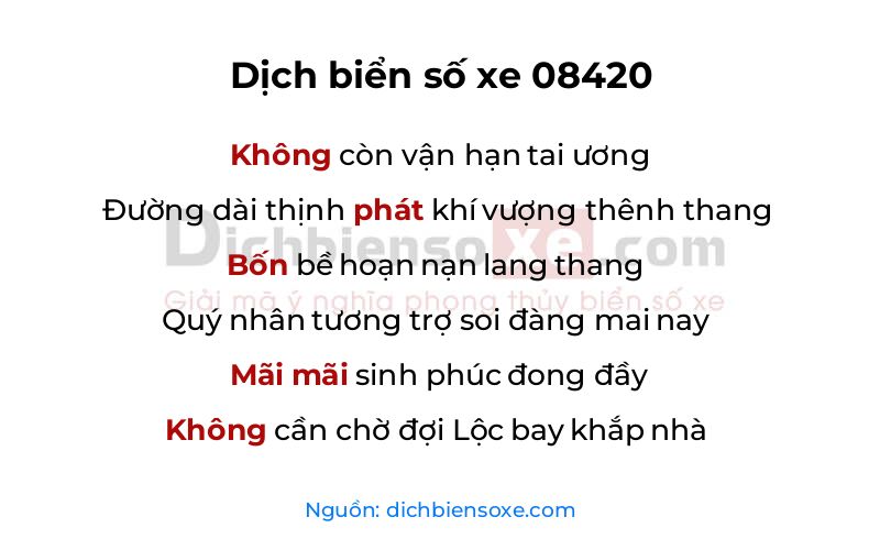 Dịch thơ biển số 08420