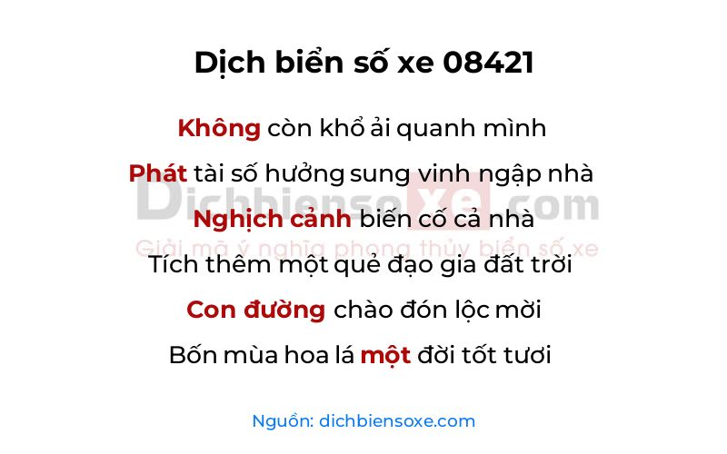Dịch thơ biển số 08421