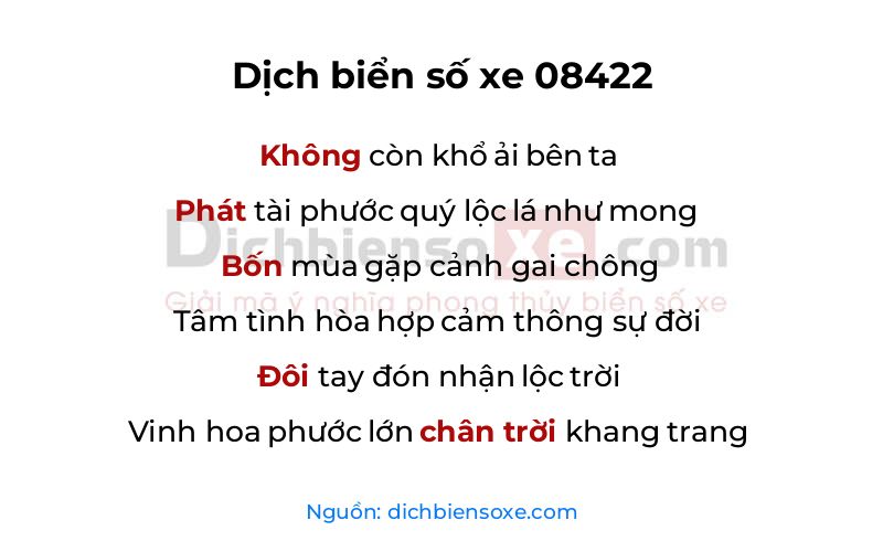 Dịch thơ biển số 08422