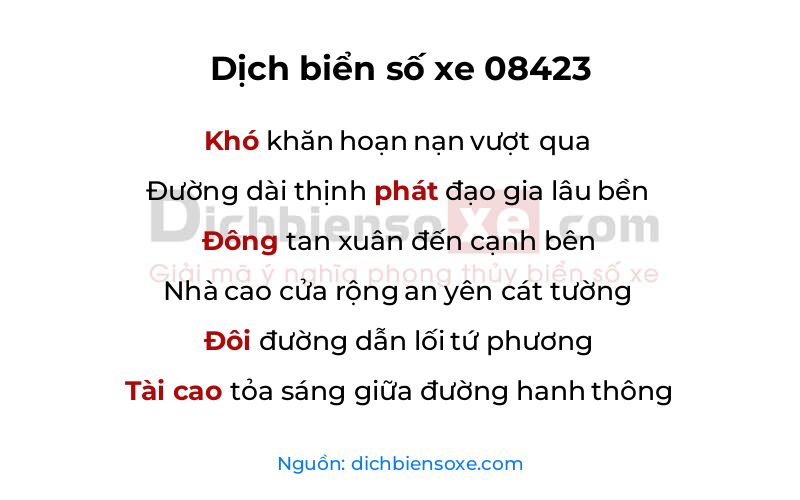 Dịch thơ biển số 08423