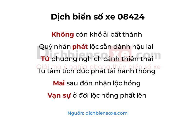 Dịch thơ biển số 08424