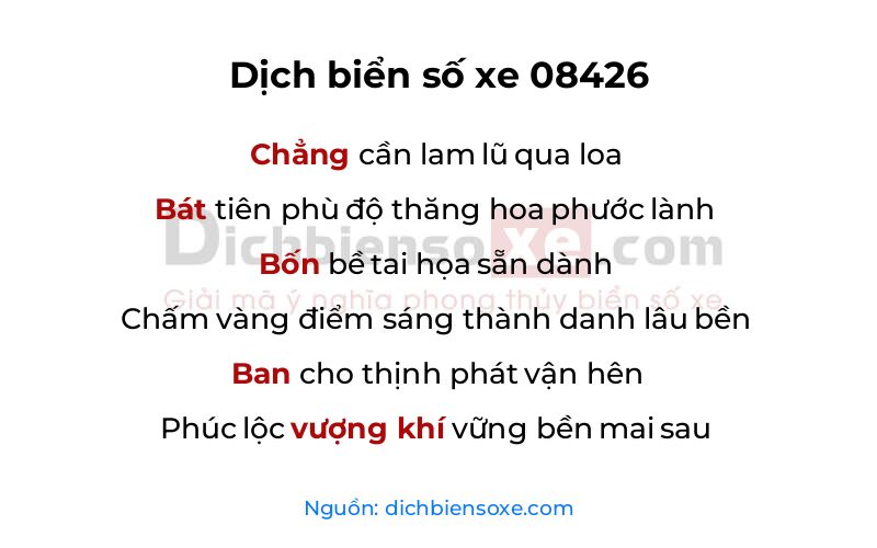 Dịch thơ biển số 08426
