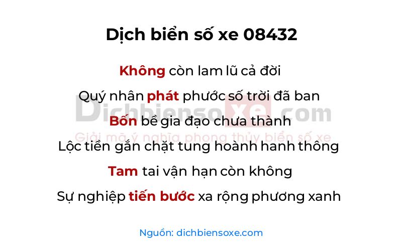 Dịch thơ biển số 08432