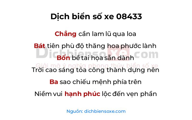 Dịch thơ biển số 08433