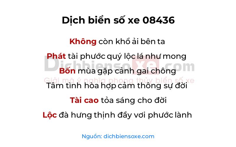 Dịch thơ biển số 08436