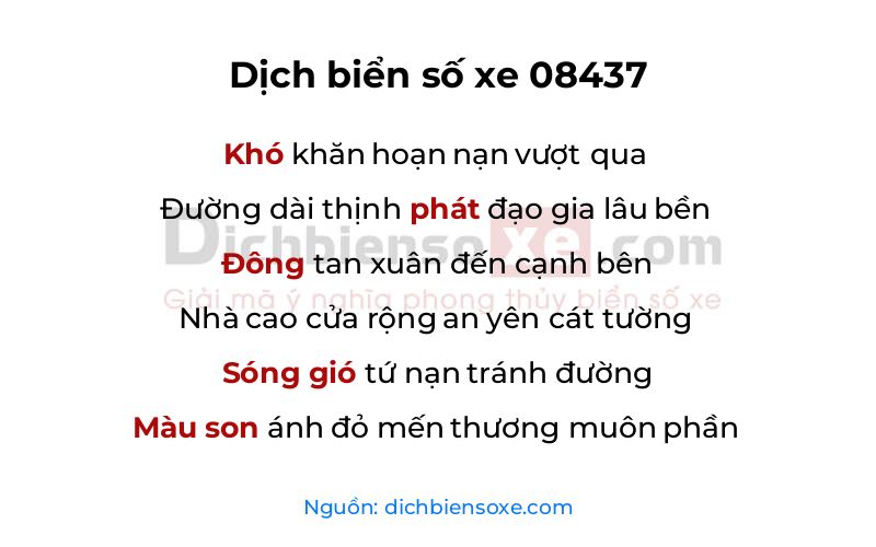 Dịch thơ biển số 08437
