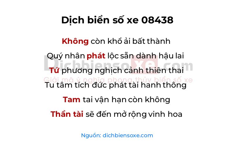 Dịch thơ biển số 08438