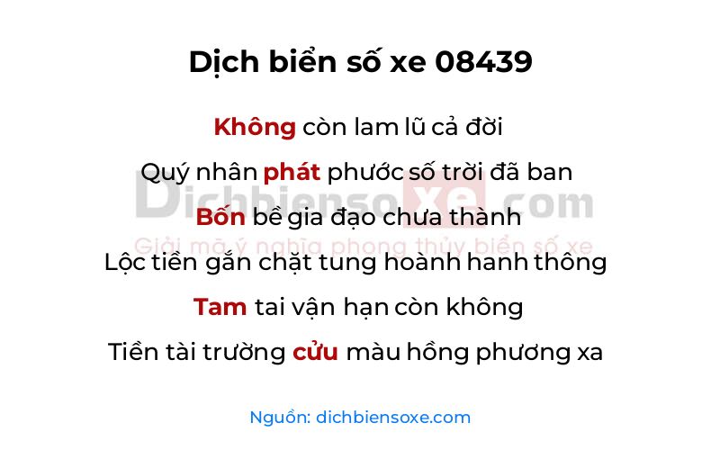 Dịch thơ biển số 08439