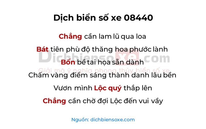 Dịch thơ biển số 08440