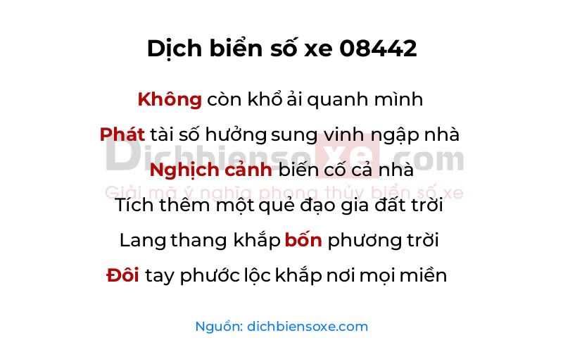 Dịch thơ biển số 08442