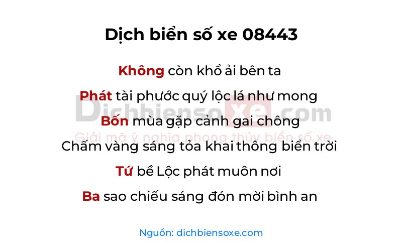 Dịch thơ biển số 08443