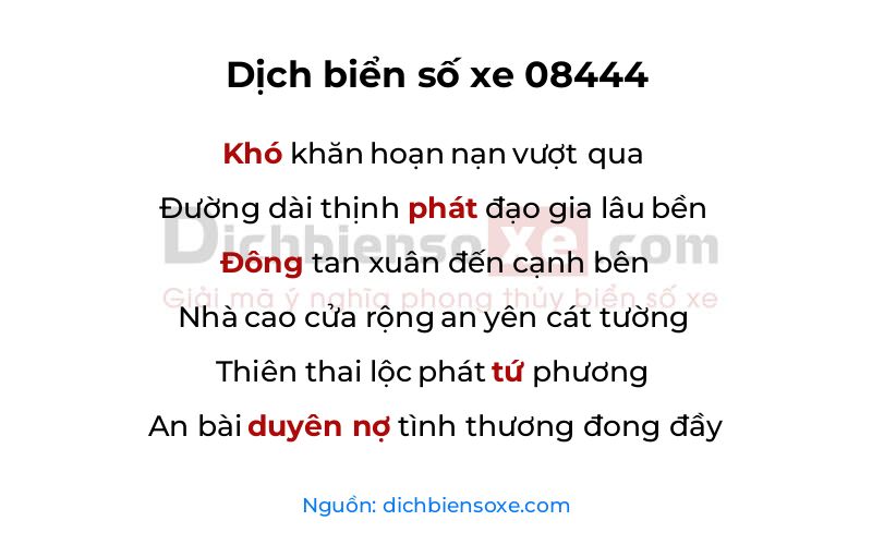 Dịch thơ biển số 08444