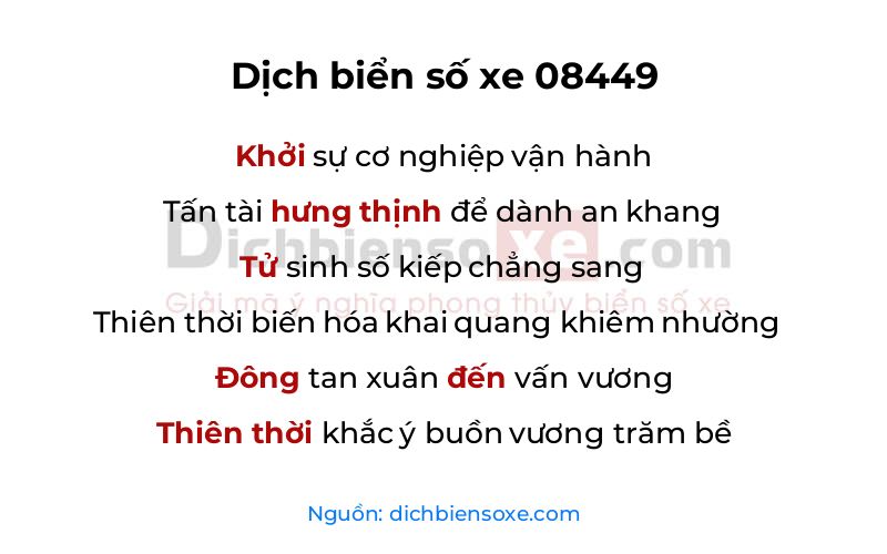 Dịch thơ biển số 08449