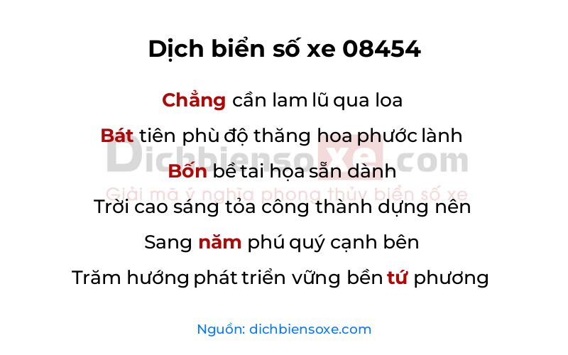Dịch thơ biển số 08454