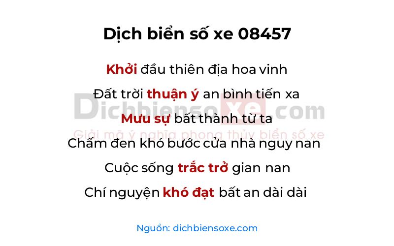 Dịch thơ biển số 08457