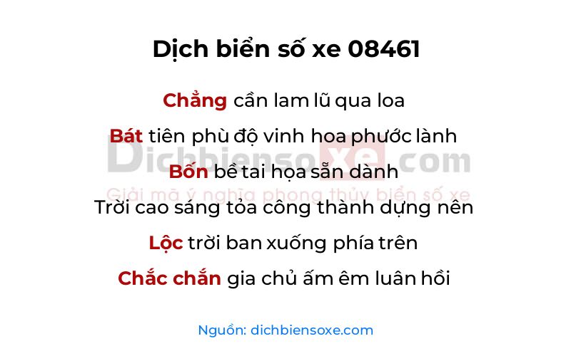 Dịch thơ biển số 08461