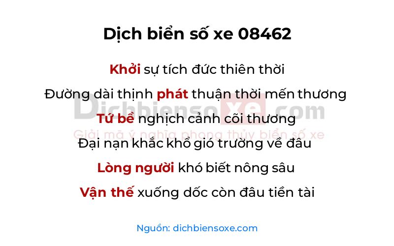 Dịch thơ biển số 08462