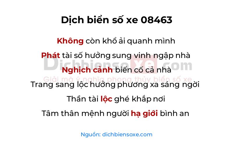 Dịch thơ biển số 08463