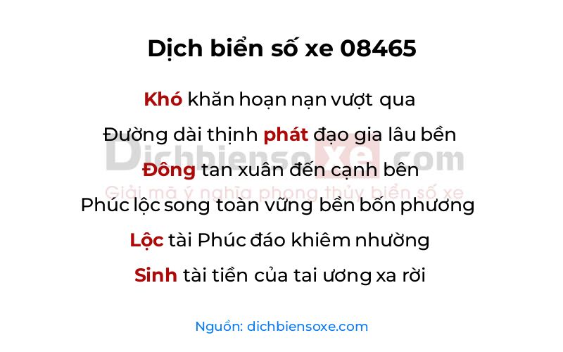 Dịch thơ biển số 08465
