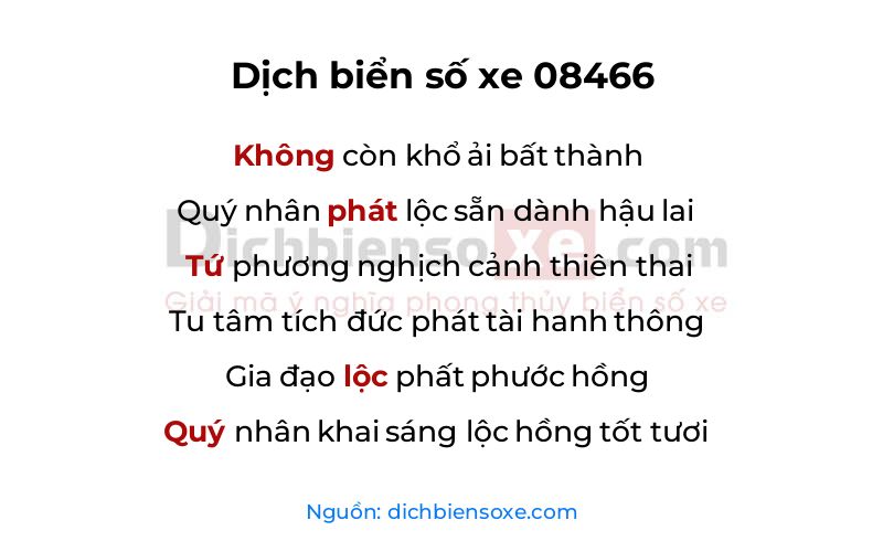 Dịch thơ biển số 08466