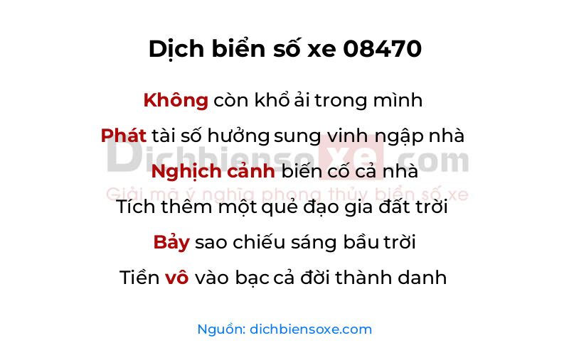 Dịch thơ biển số 08470