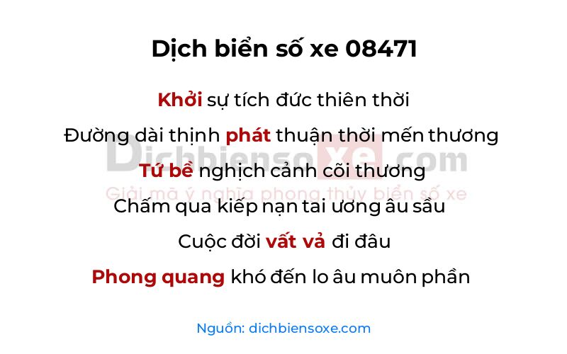 Dịch thơ biển số 08471
