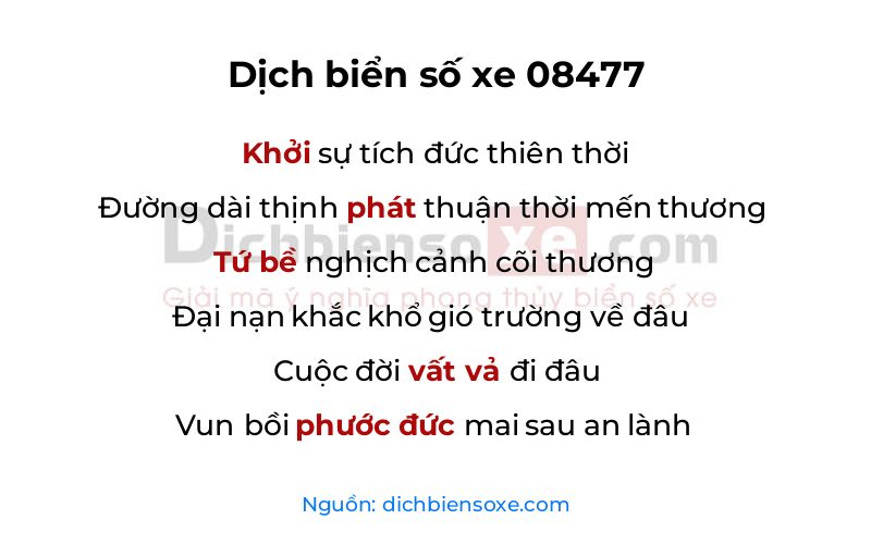 Dịch thơ biển số 08477